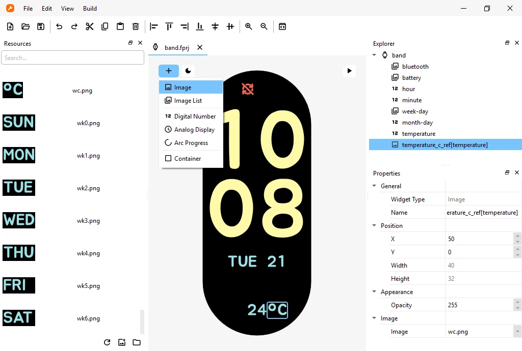 Adding a temperature unit widget