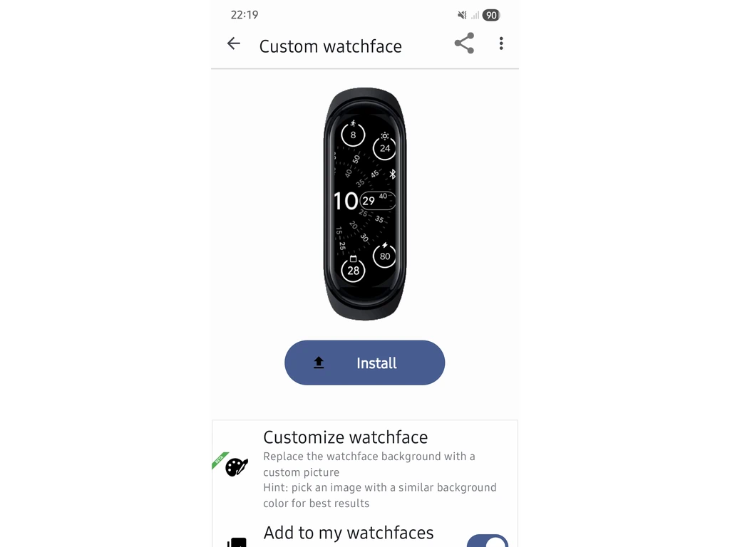 Installing a custom watchface