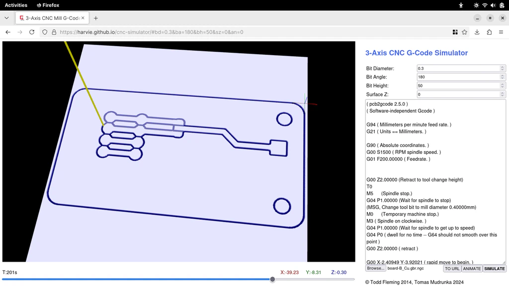 G-code simulation in progress