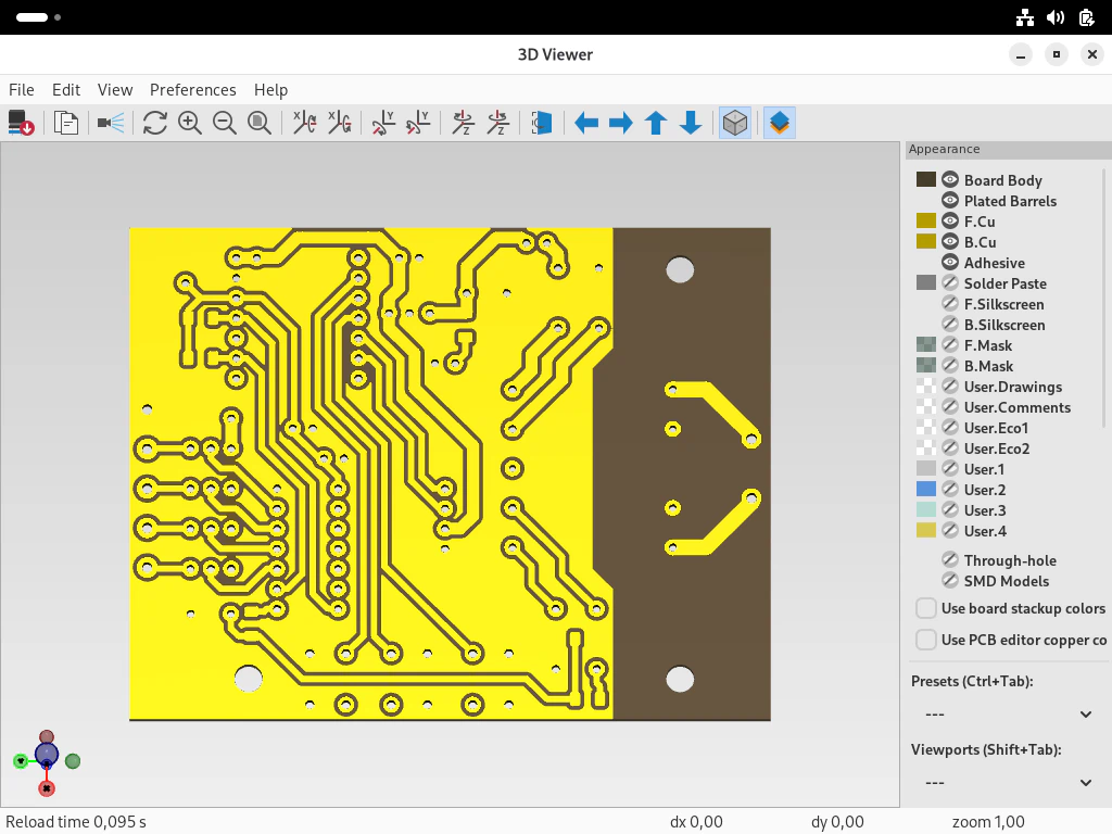 PCB with enlarged pads and hidden soldermask