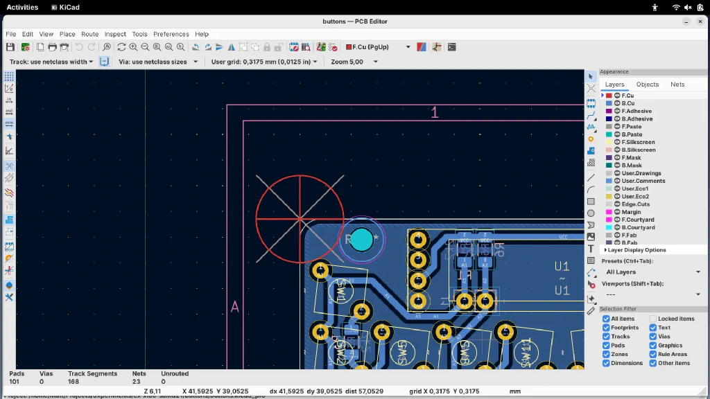 KiCad Origin points